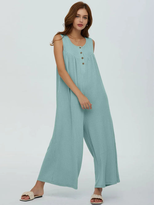 Hazel Blues® |  Sleeveless Wide Leg Jumpsuit