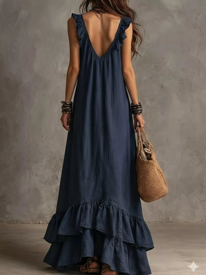 Hazel Blues® |  Ruffled Sleeveless Maxi Dress