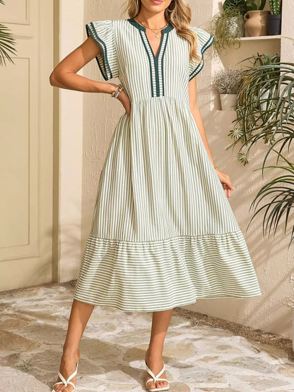 Ruffle Romance Dress | Ruffle Striped Dress