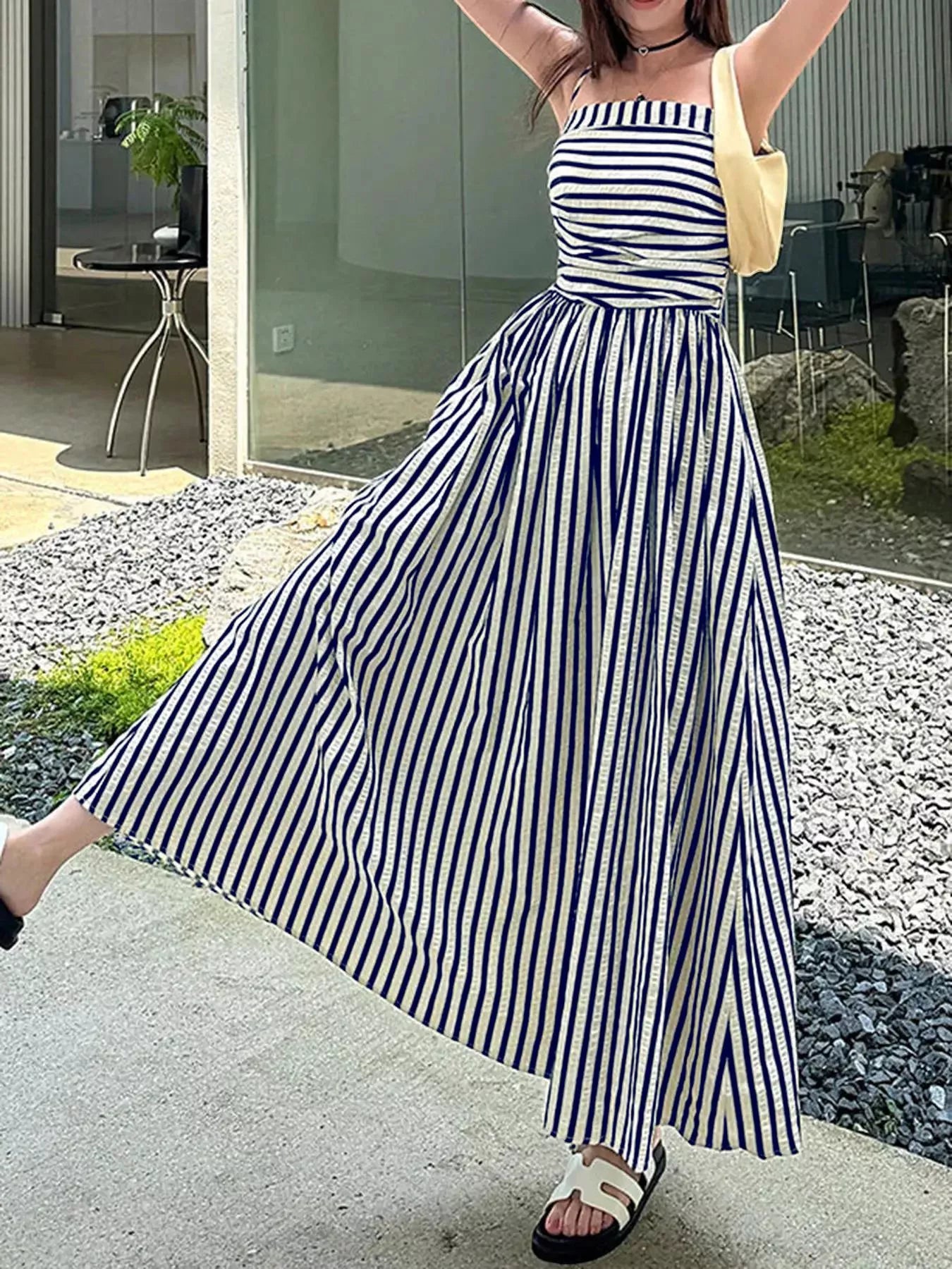 Hazel Blues® |  Striped Sleeveless Maxi Dress