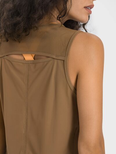 Hazel Blues® |  Millennia Cutout Back Round Neck Active Tank