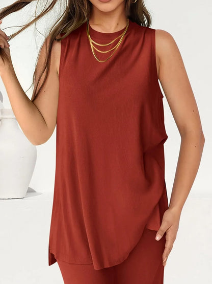 Hazel Blues® |  Round Neck Tank and Pants Set