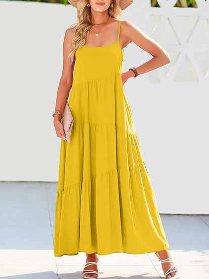Hazel Blues® |  Ruched Tiered Spaghetti Strap Dress