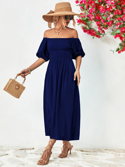 Hazel Blues® |  Off-Shoulder Balloon Sleeve Midi Dress