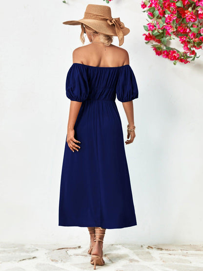 Hazel Blues® |  Off-Shoulder Balloon Sleeve Midi Dress