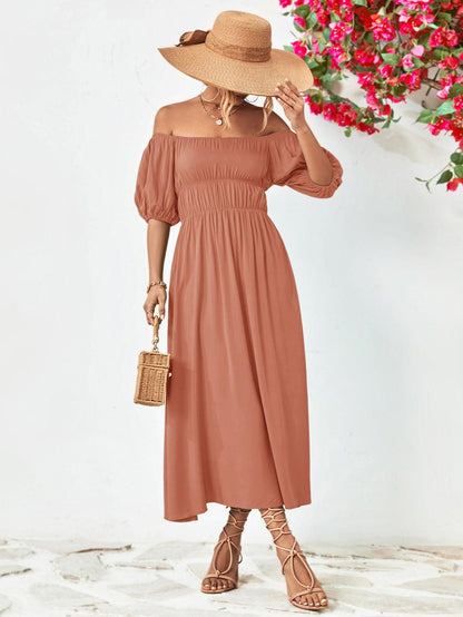 Hazel Blues® |  Off-Shoulder Balloon Sleeve Midi Dress