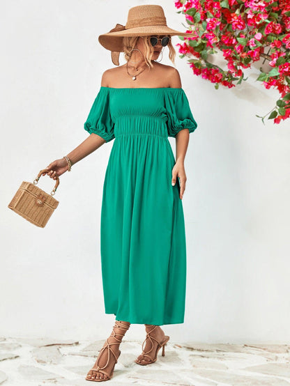 Hazel Blues® |  Off-Shoulder Balloon Sleeve Midi Dress