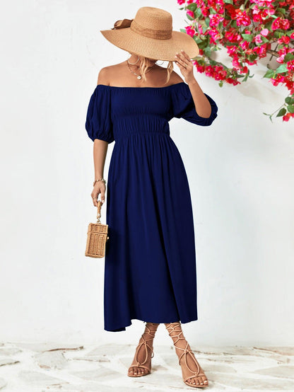 Hazel Blues® |  Off-Shoulder Balloon Sleeve Midi Dress