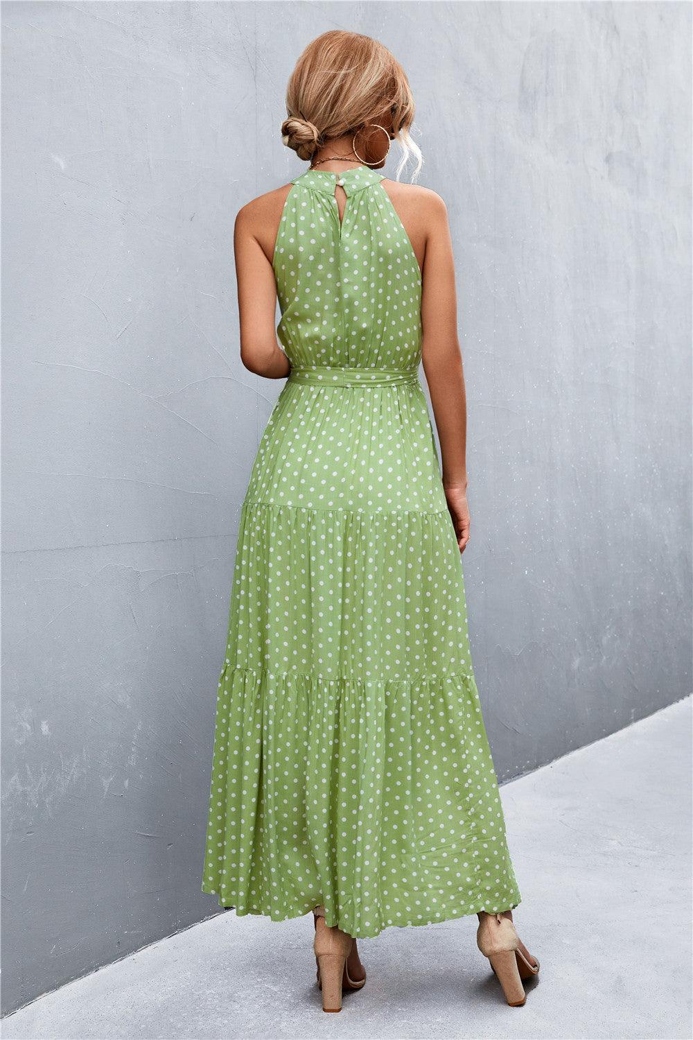 Hazel Blues® | Printed Sleeveless Tie Waist Maxi Dress
