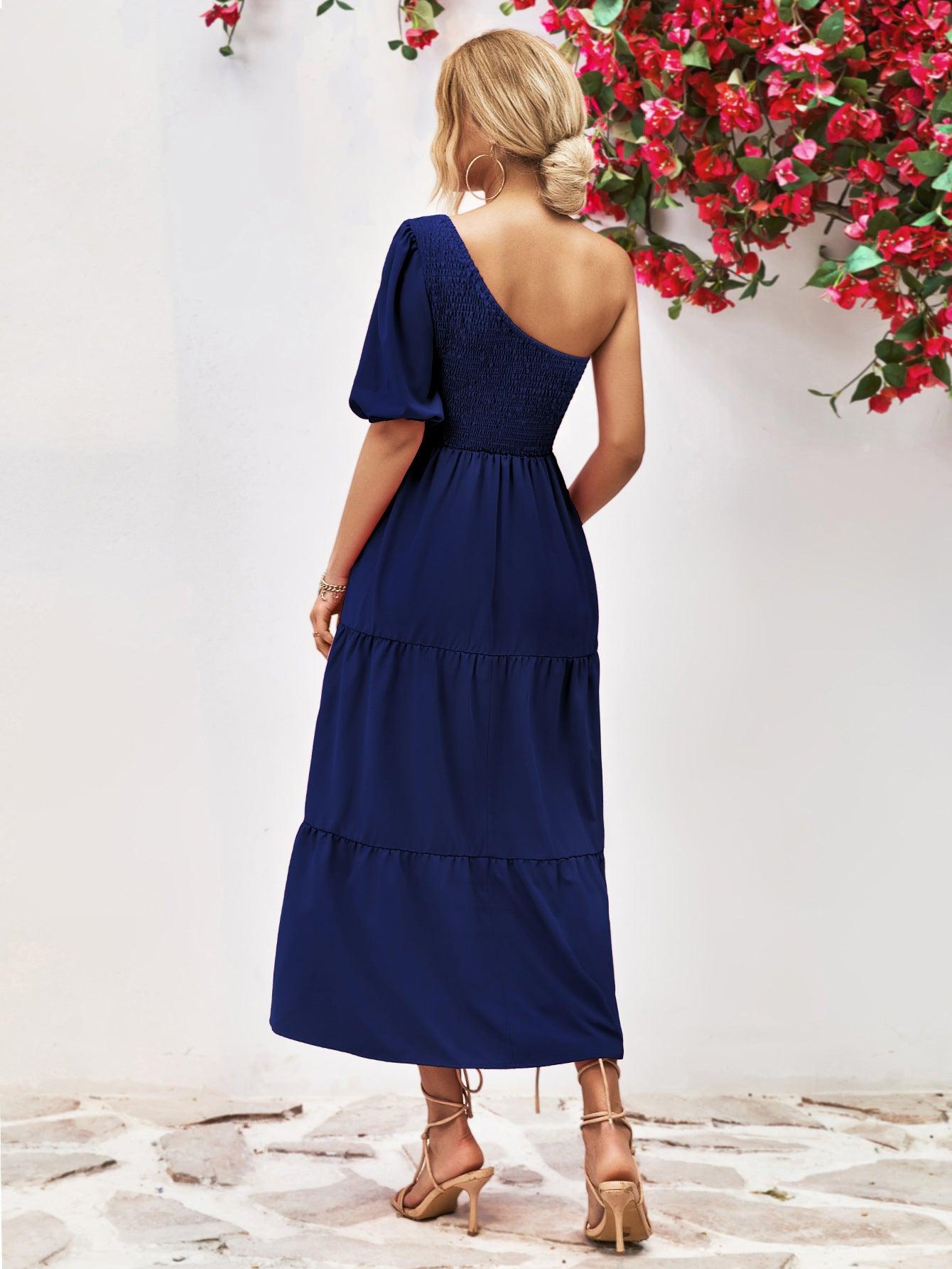 Hazel Blues® |  Smocked One-Shoulder Midi Dress