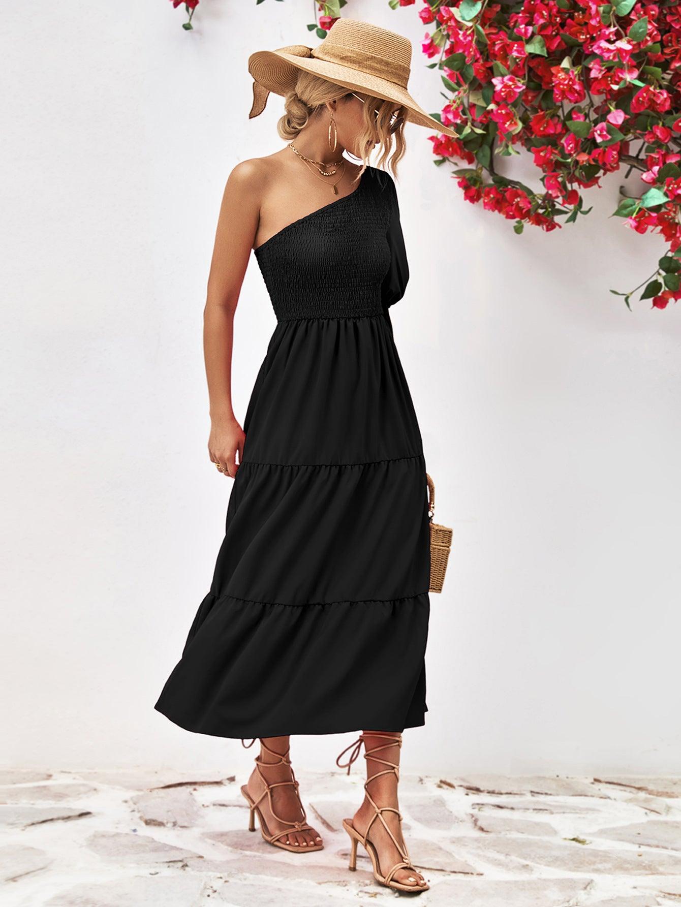 Hazel Blues® |  Smocked One-Shoulder Midi Dress