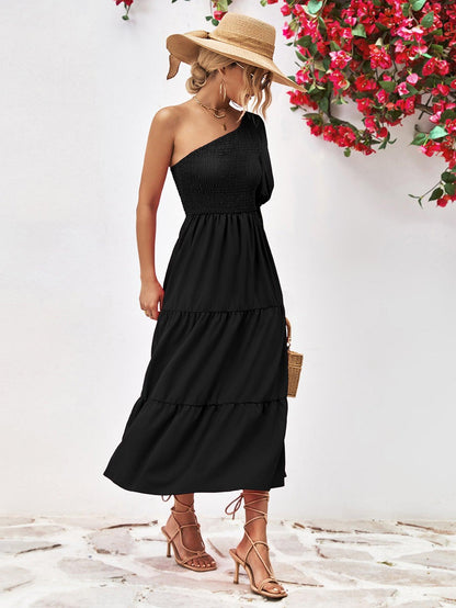 Hazel Blues® |  Smocked One-Shoulder Midi Dress
