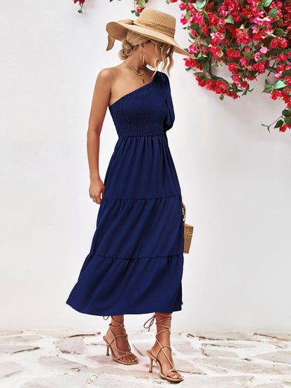 Hazel Blues® |  Smocked One-Shoulder Midi Dress