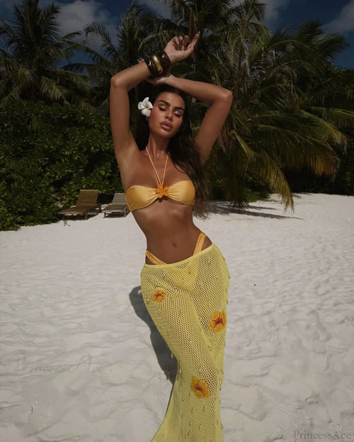 High Leg Bikini with Skirt Three Piece Swimsuit