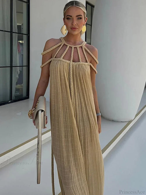 Hollow Out Sleeveless Beach Cover Up