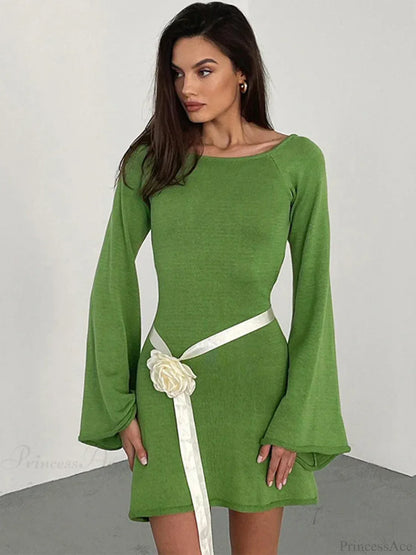 Knitted Backless Lace Up Bikini Cover Up