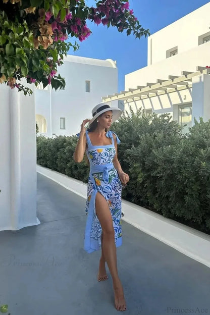 Lemon Floral Sling Sarong Two Piece Set