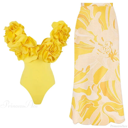 Off Shoulder Print Sarong Two Piece Set