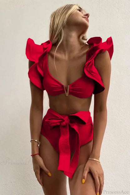 Print Push Up High Waist Bikini Set