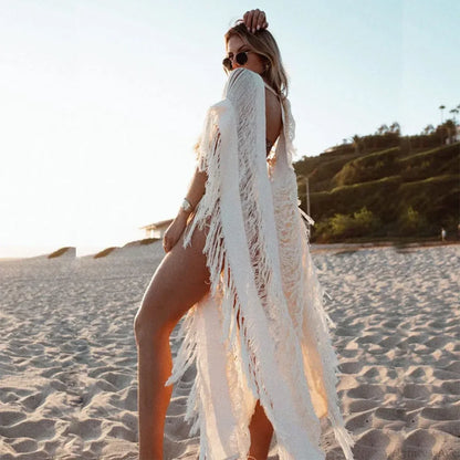 Retro V-Neck Beach Dress Swim Cover Up