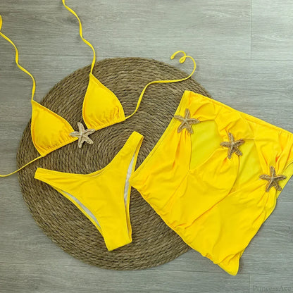 Starfish Brazilian Black Three Piece Swimsuit