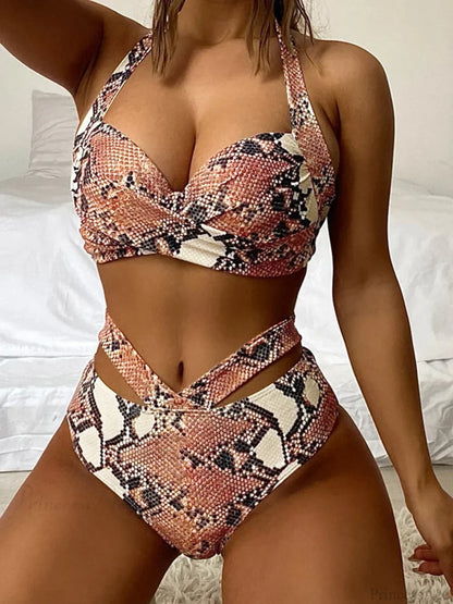 Tie Dye Lace Up Back Halter Two Piece Set