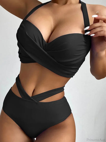 Tie Dye Lace Up Back Halter Two Piece Set