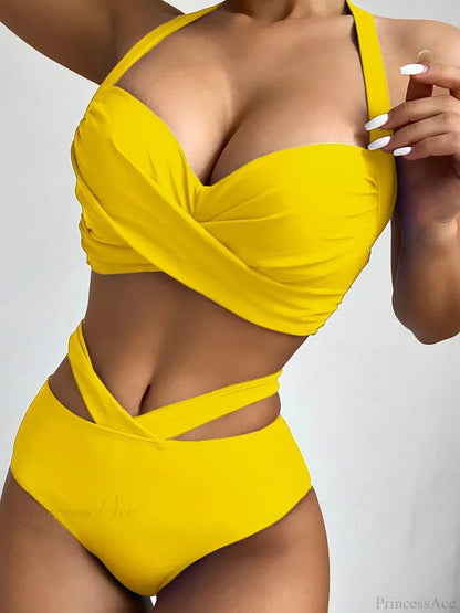 Tie Dye Lace Up Back Halter Two Piece Set