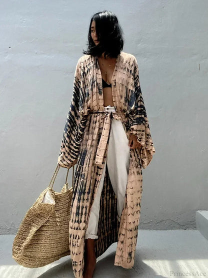 Tie Dye V-Neck Beach Cover Up
