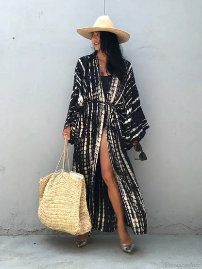 Tie Dye V-Neck Beach Cover Up