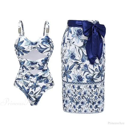Vintage Printed Sarong Two Piece Set