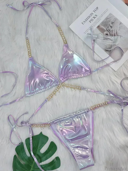 Wrap Around Metal Chains Bikini Set